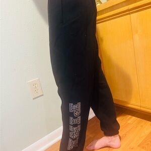 PINK Victoria's Secret Black Pants with Rhinestone Logo